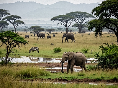 Image illustrative d'un paysage de savane pendant la saison des pluies