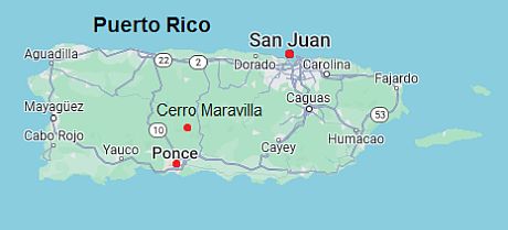 Carte avec les villes - Porto Rico