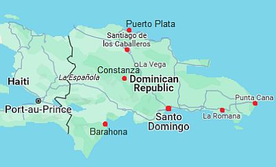 Carte avec les villes - Republique Dominicaine