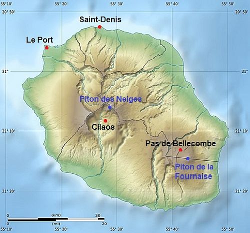 Carte avec les villes - Reunion