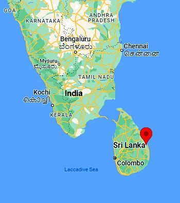 Batticaloa, position dans la carte