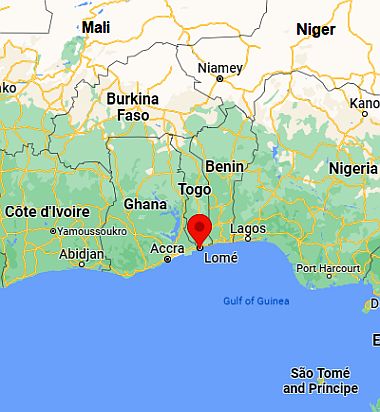 Lome, position dans la carte