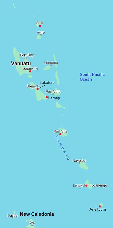 Carte avec les villes - Vanuatu
