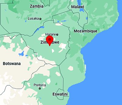 Gweru, position dans la carte