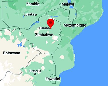 Harare, position dans la carte