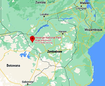 Hwange National Park, position dans la carte